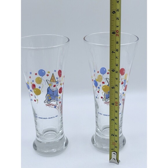 Bud Light Spuds MacKenzie Tall Beer Glasses Vintage 1987 Set Of 2 - Picture 4 of 9